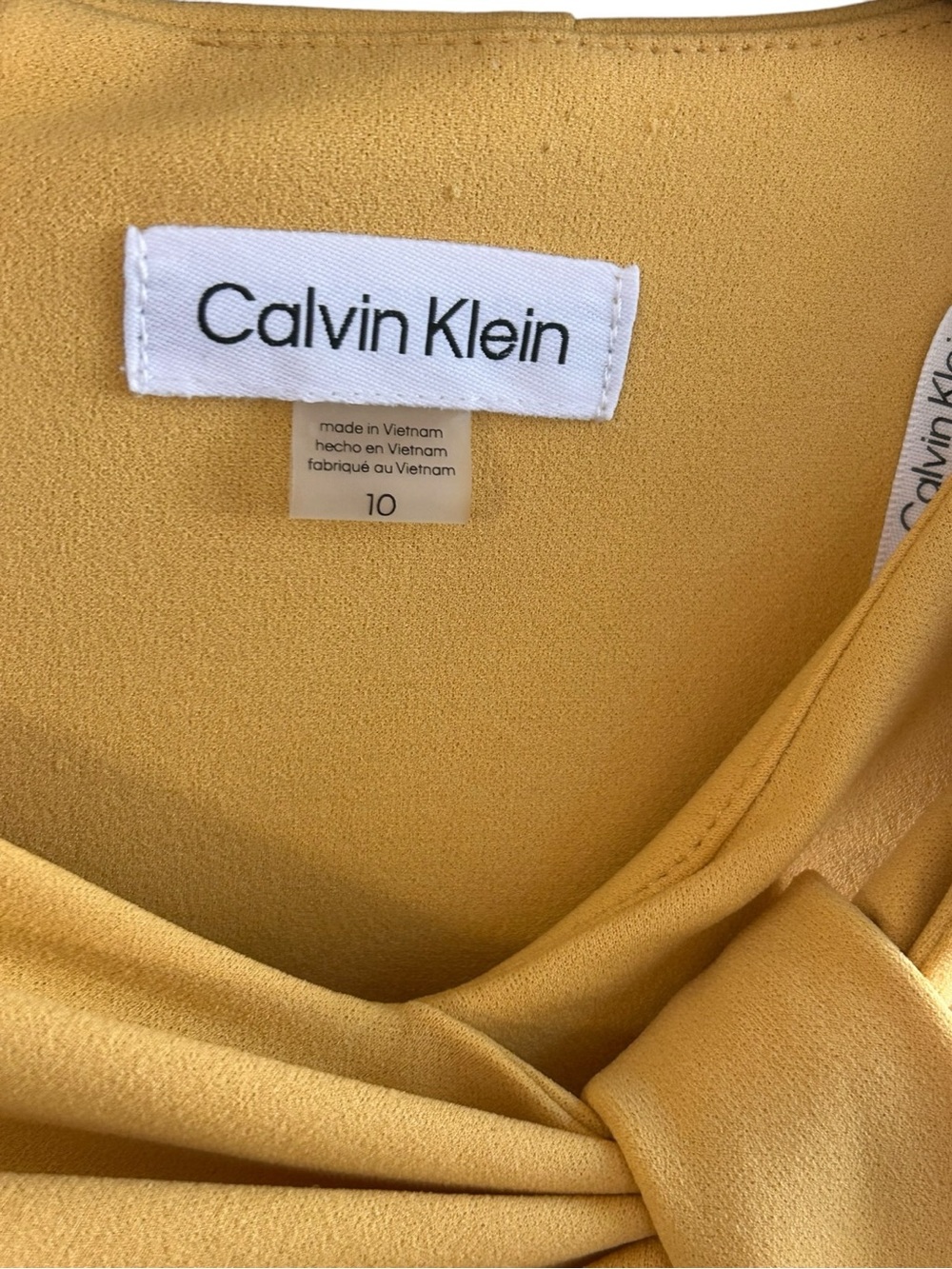 Calvin Klein timeless mustard color bow-neck sheath dress Size 10 - Picture 7 of 7